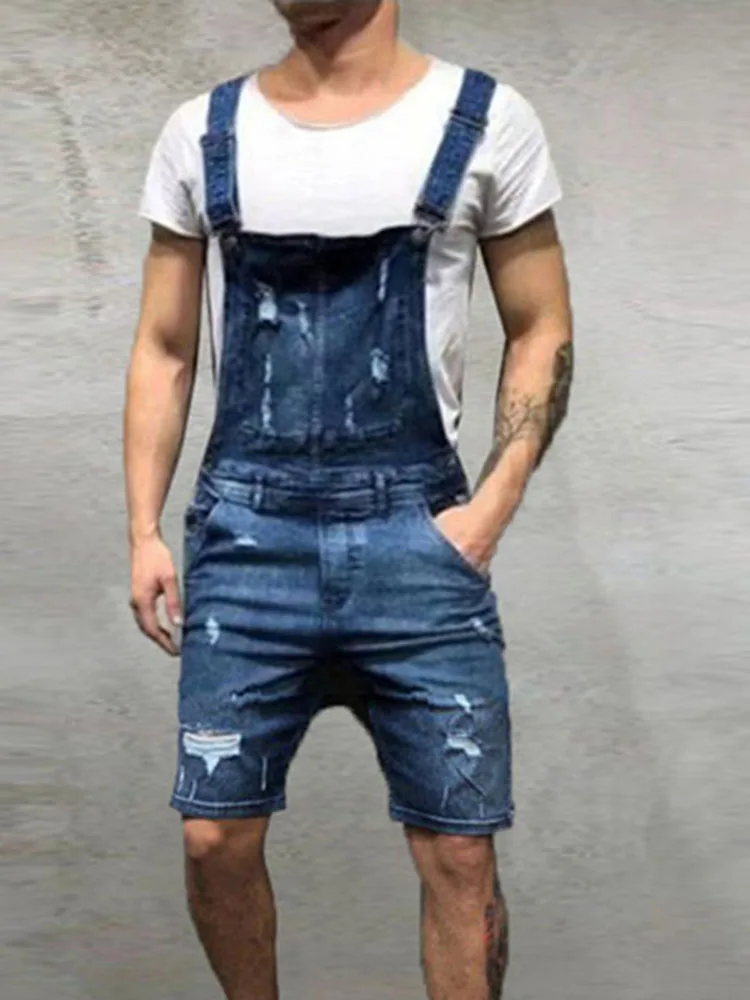 Ripped Jeans Jumpsuit Shorts Summer 