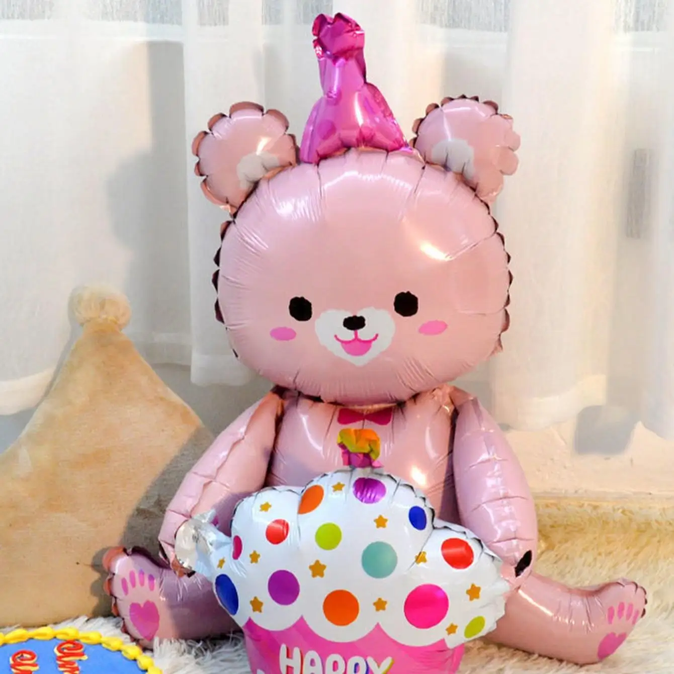 4D Large Bear Cake Balloons Cartoon Animal Cute Bear Foil Balloon Children Boys Girls Birthday Party Decoration Scene Props Toys