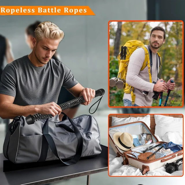 Ropeless Battle Ropes for Home Gym-Cordless Training Rope Fitness Equipment for Men & Women,Weighted Workout Ropes for HIIT,Vers 5