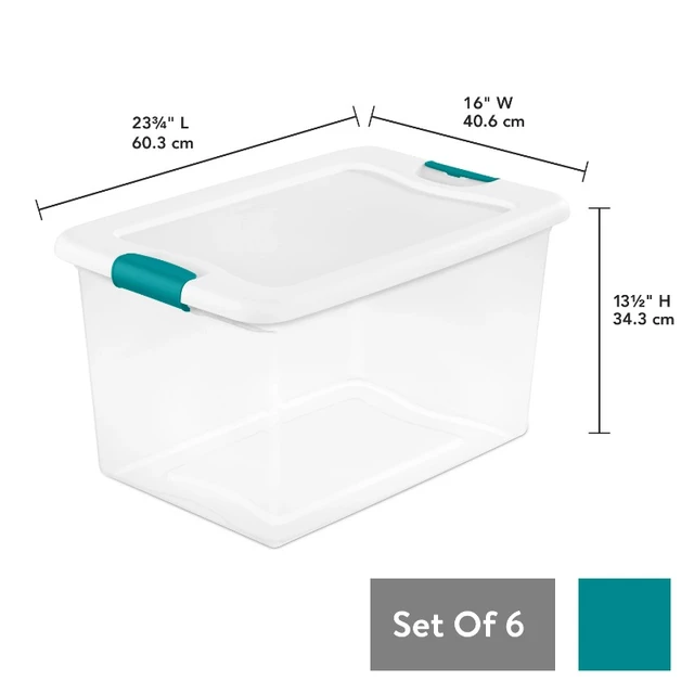 Sterilite 64 Quart 6 Pack and 32-Quart 6 Pack Stacking Latching Storage Boxes