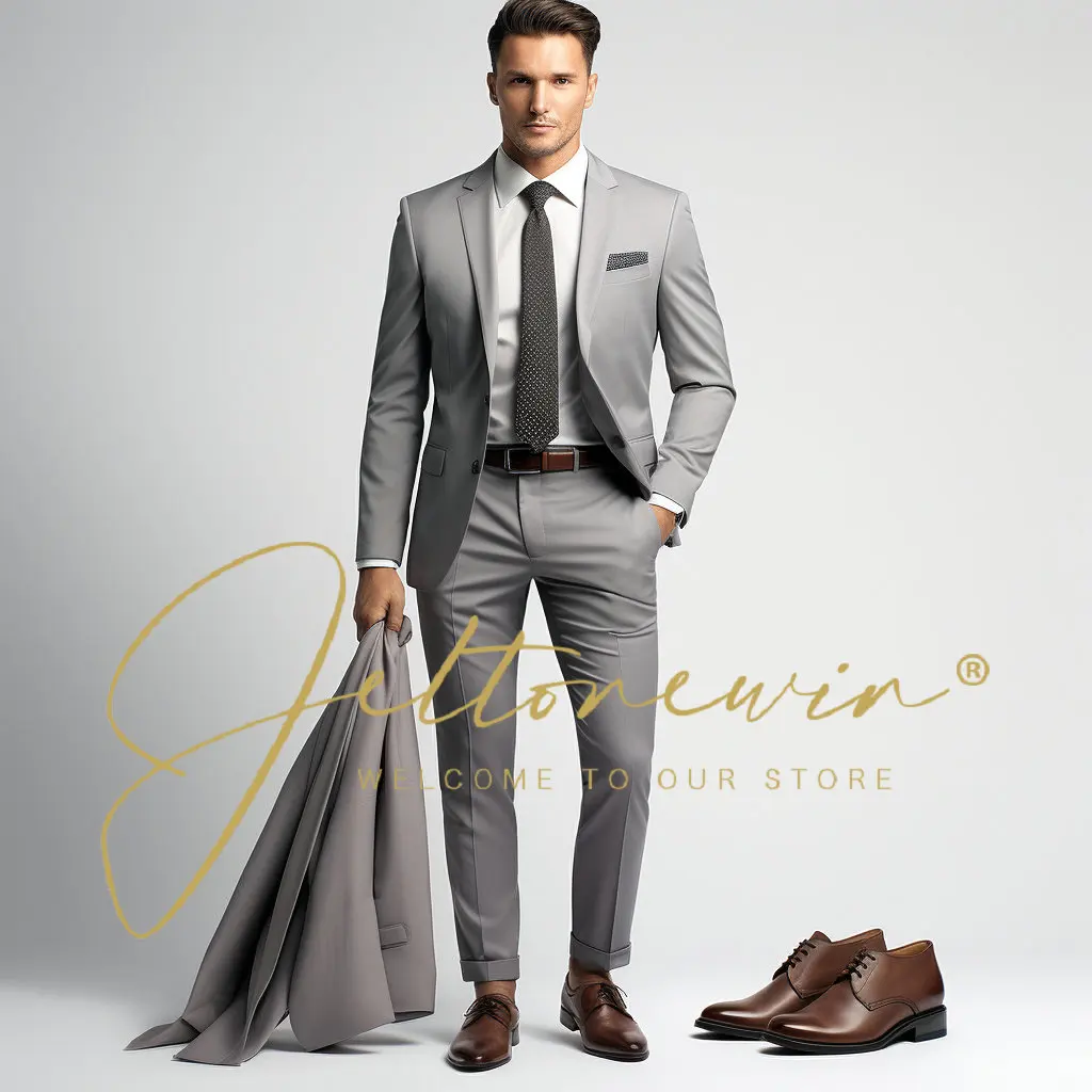 

Мужской костюм из двух предметов, свадебный смокинг, пиджак для жениха, официальный блейзер с лацканами и брюки, мужские костюмы