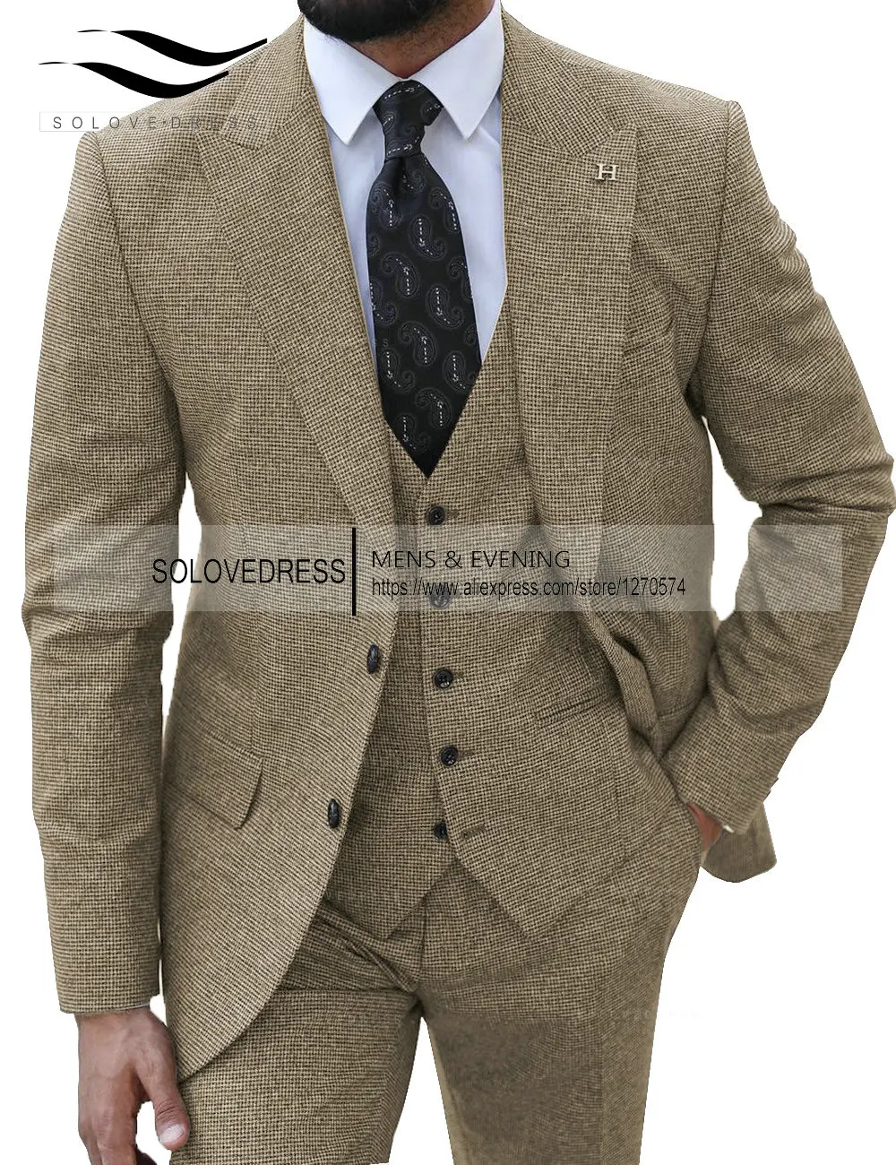 2023 Newest Wool 3 Pieces Men's Suit Blazer Set Suits For Men Elegant Tuxedo Jackets Dinner Party Jacket Wedding Grooms Vest.