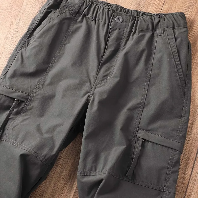 Men's Outdoor Waterproof Outdoor Casual Pants Thin Breathable Loose Straight Workwear Trousers Trendy Summer Lightweight