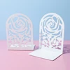 2Pcs White Metal Rose Hollow Carving Book Ends - Decorative Book Holders for Home Office Library，Book Supports for Organizing 3