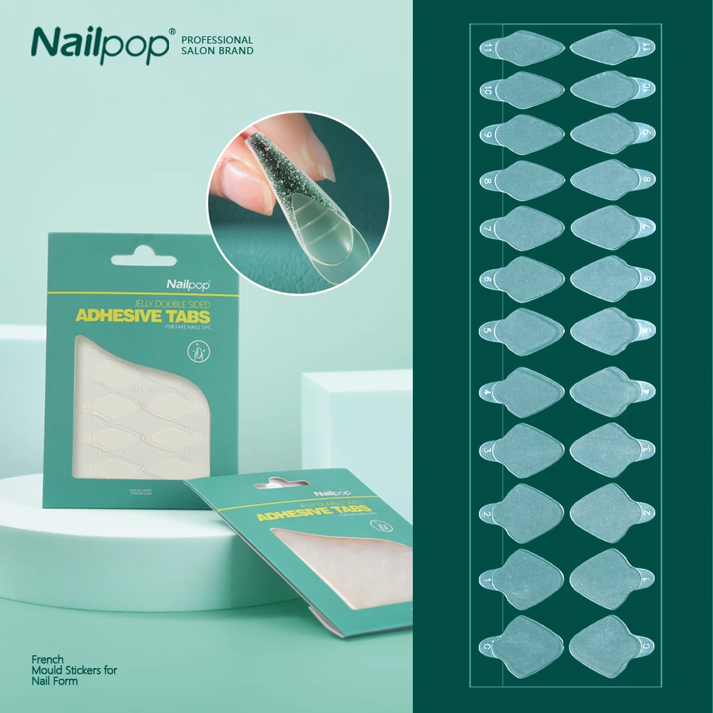 

Nailpop French Forma Dual Sticker Reusable Soft Silicone Pads Stencil French Line Acrylic Nail Tip Extension Molds Manicure Tool