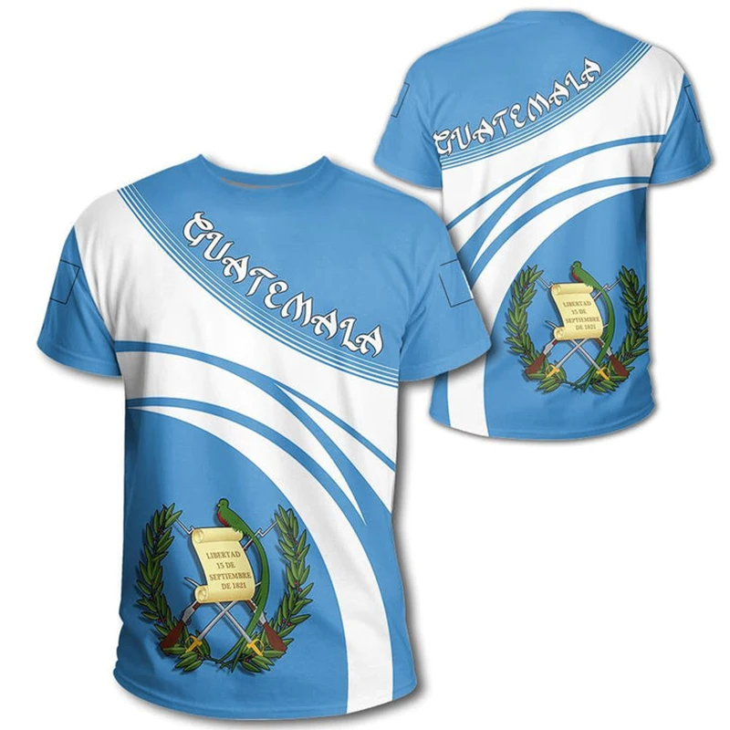 Guatemala Flag 3D Print T Shirt Men Short Sleeve Streetwear Tee