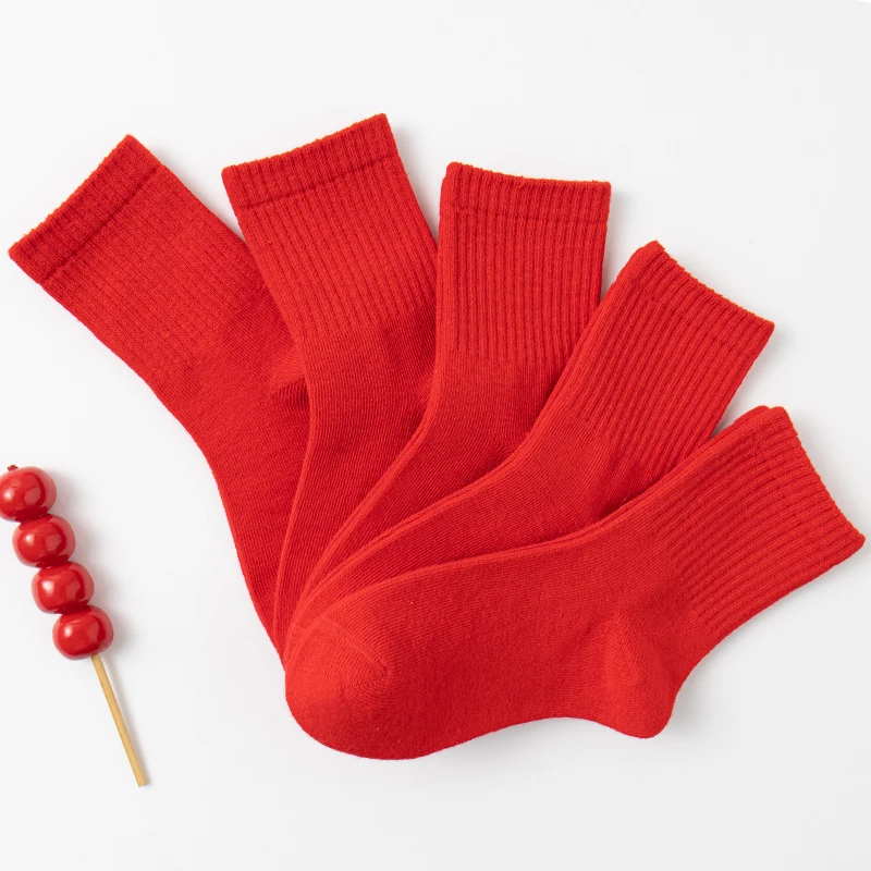 3pairs/lot New Childrens Socks Red Color Cotton Girls Boys Socks 3-12years