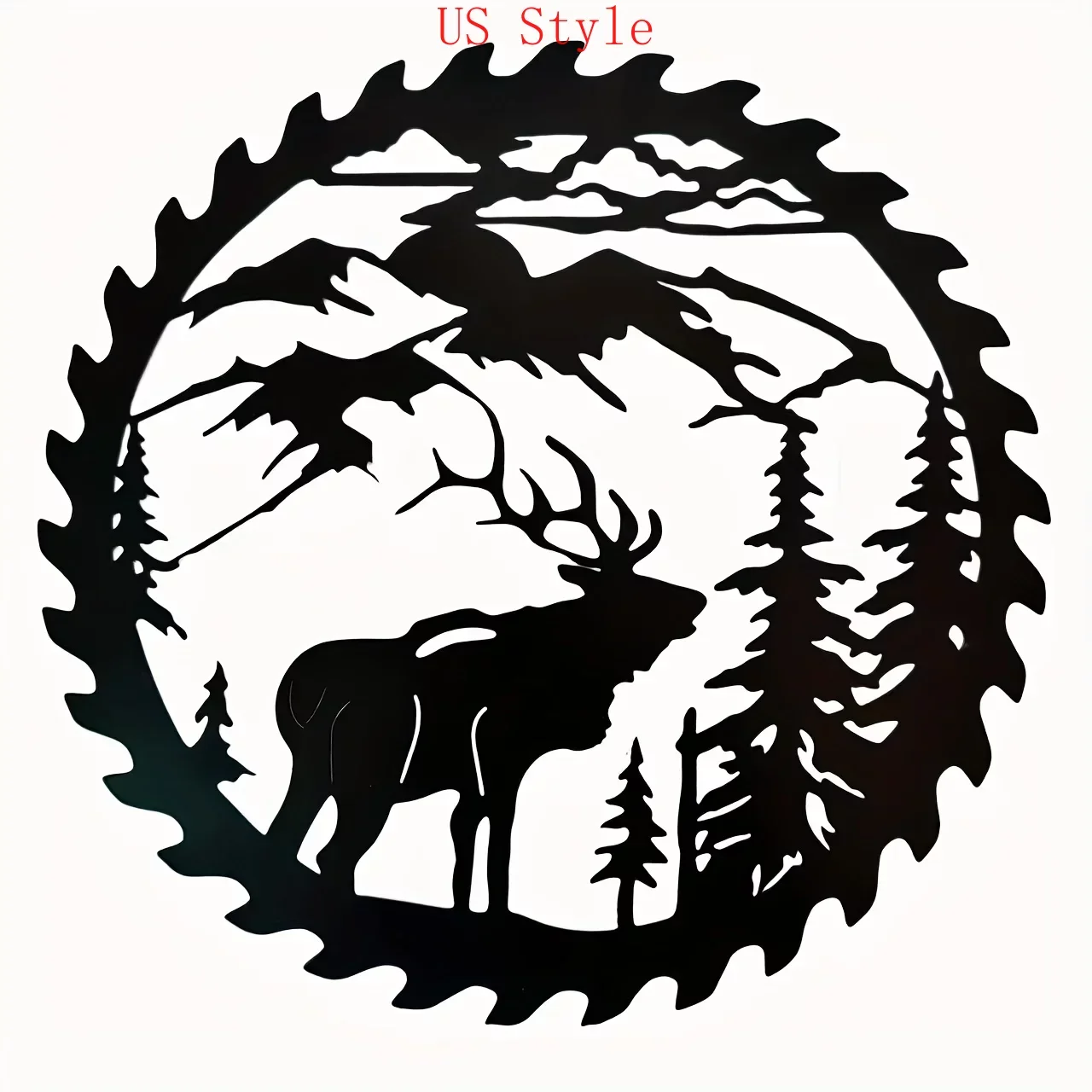 

Metal Wall Art Deer in The Forest Pine Tree Home Decoration Living Room Bedroom Mountain Lodge Cabin Woodland Wall Hanging Decor