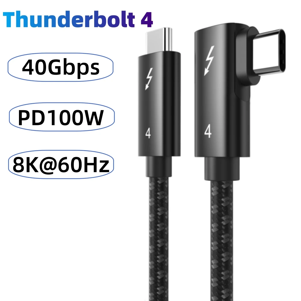 Gomito Ad Angolo Retto Thunderbolt 4 Cavo 40Gb Trasferimento Dati 100W Ricarica Di Potenza Compatibile Thunderbolt 3 Per Display Apple Studio