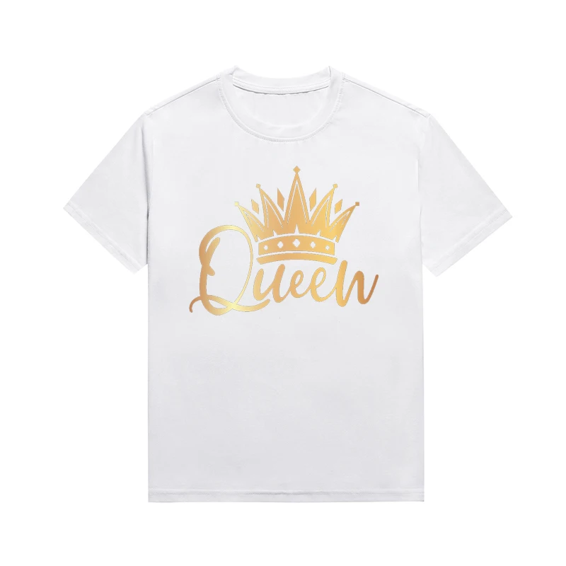 

Queen Slogan T-shirt Melanin Casual Fun Crown Graphic Print Top Custom Tee For Women