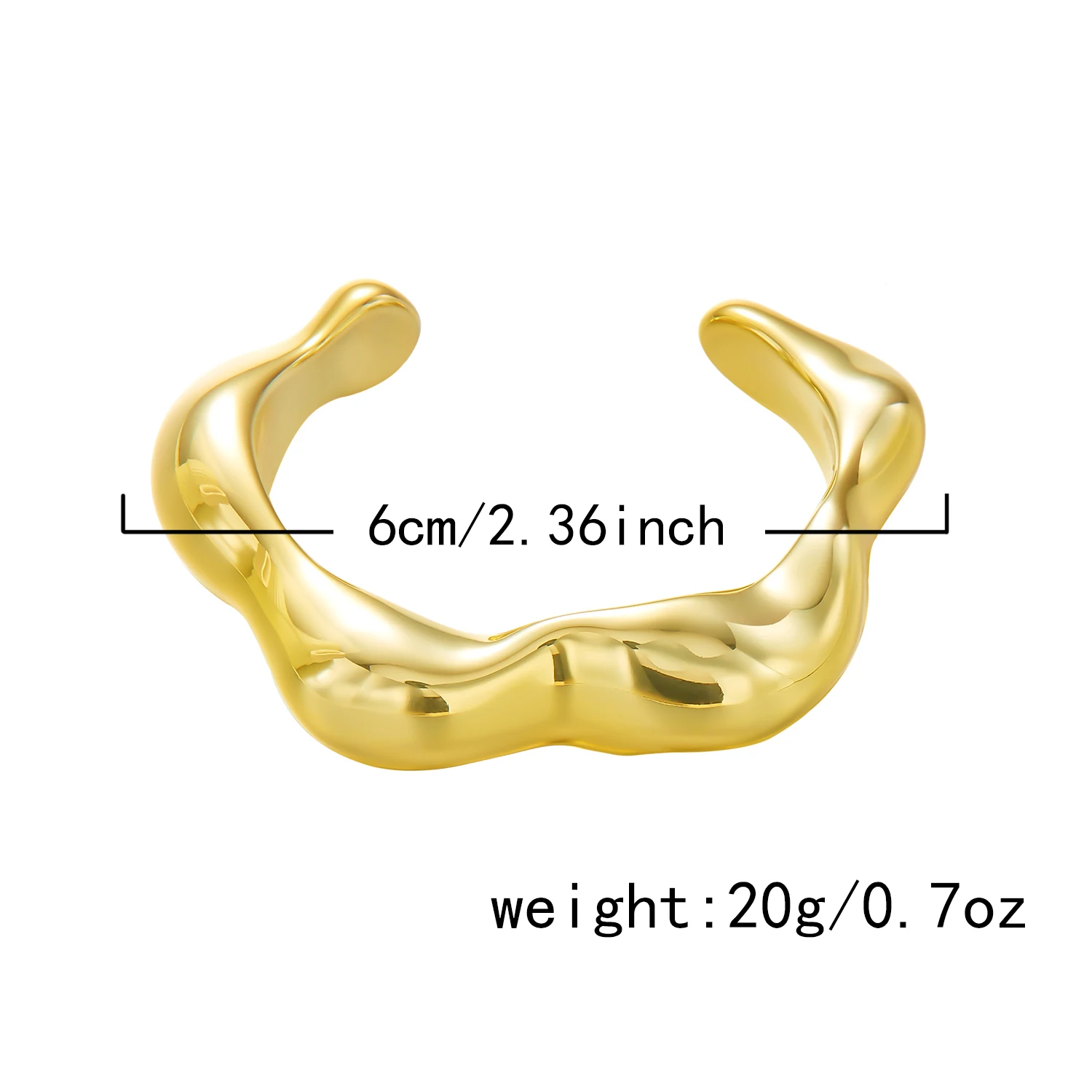 Punk Unregelmäßige Breite Manschette Chunky Armreif für Frauen Glatte Kunststoff Gold Farbe Geometrische Armreif 2025, Neue Trendy Schmuck Geschenke – Detail 18