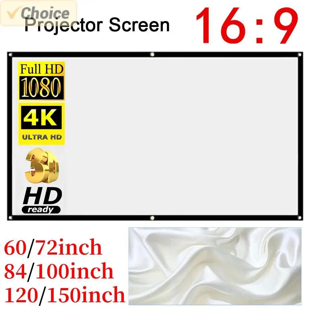 Simple Projector Curtain Home Set Theater Office 16:9 HD Display Projection Screen for Household Bedroom Accessories projector screen projection screen