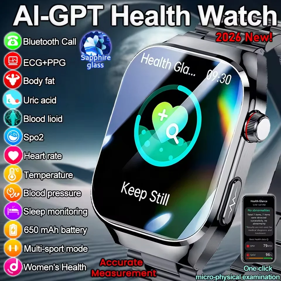 2026 New For Android iOS Health Monitor Smart Watch Men Lady Precise Uric Acid ECG+PPG Blood Pressure Organ Body Analysis Watch 1
