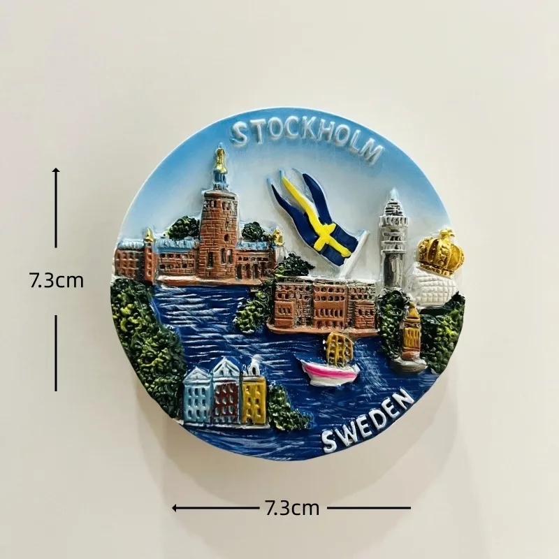 Magnete Frigorifero 3D Stoccolma Svezia – Souvenir In Resina Fatta A Mano 6,5 Cm – Regalo Di Viaggio