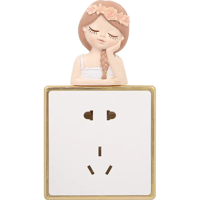 Gyantabuborék Tündér Lány Kapcsoló Matrica Nappali Könnyű Tábla Outlet 3D Fali Matricák Dísz Otthoni Dekoráció - Image 6