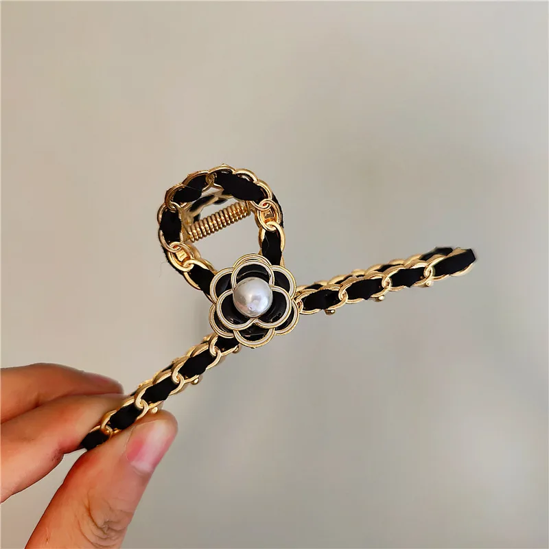 Hair accessory luxury hair claw jewelry camellia crab hair pins for women party clips