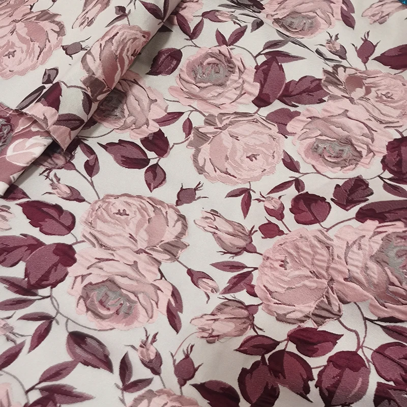 

High Quality Rose Style Jacquard Brocade Fabric for Dress Coat Sofa Cushion Table Cloth Patchwork Upholstery Diy Tissue