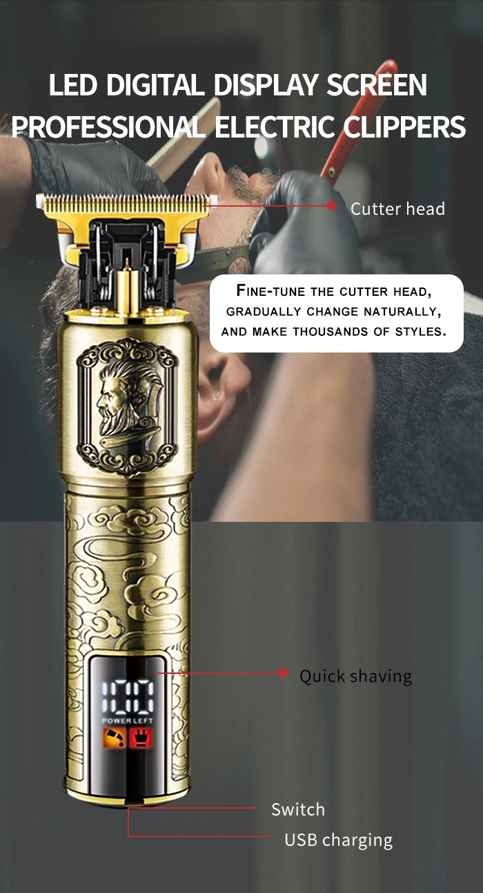 Description Picture 6 of itemKemei T9 USB Electric Hair Cutting Machine Rechargeable Hair Clipper Shaver Trimmer for Men Barber Professional Beard Trimmer