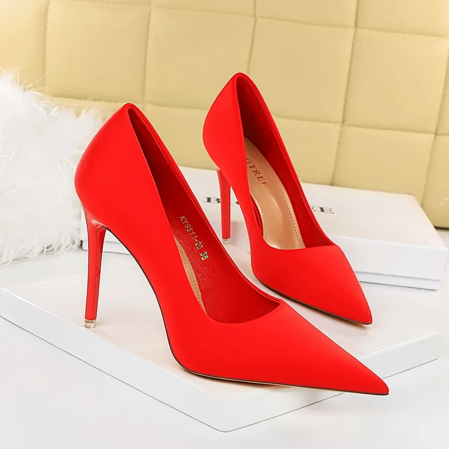 2022 Autumn Women 7.5cm 10.5cm High Heels Pumps Designer Lady Green Purple Stiletto Heels Escarpins Wedding Prom Shoes Plus Size