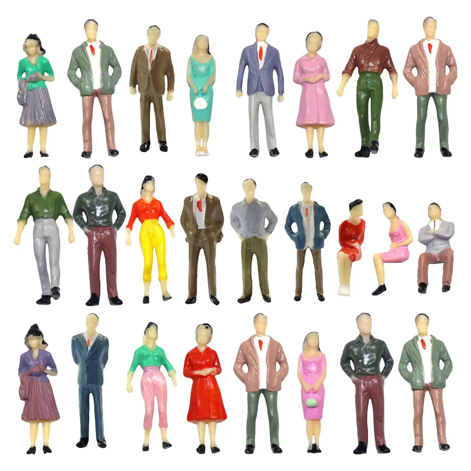 50x 1/50 People Figures Painted Passengers Tiny People for Train Mini Dollhouses