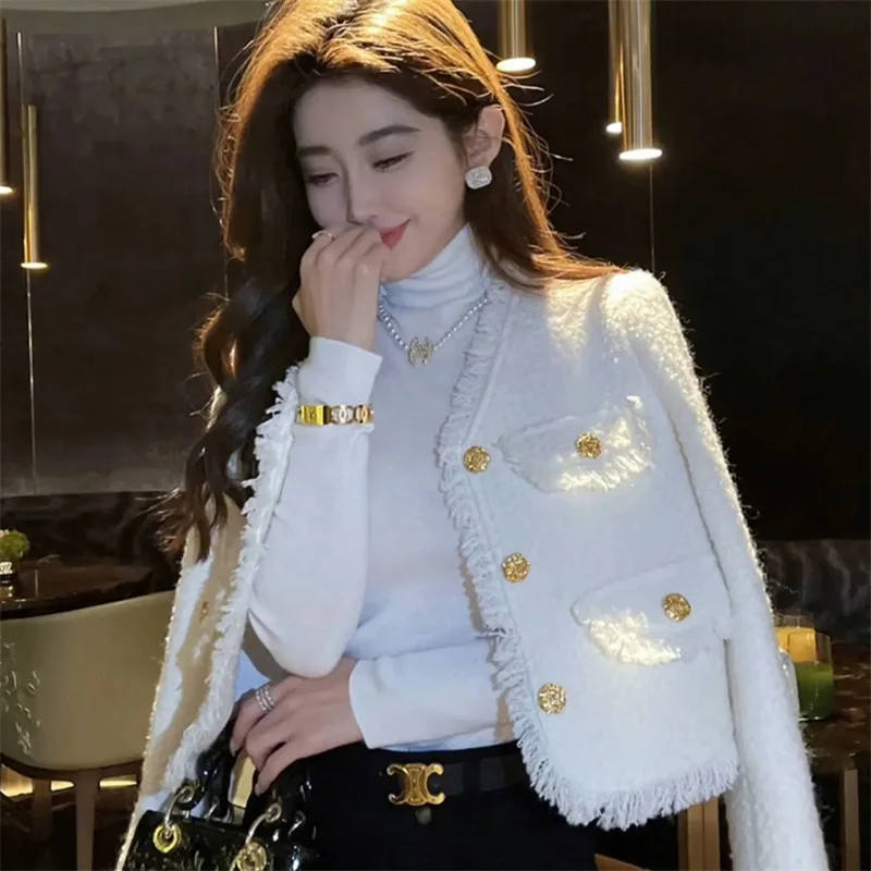 2025年秋新作 韓国風ツイードジャケット レディース 高品質 長袖