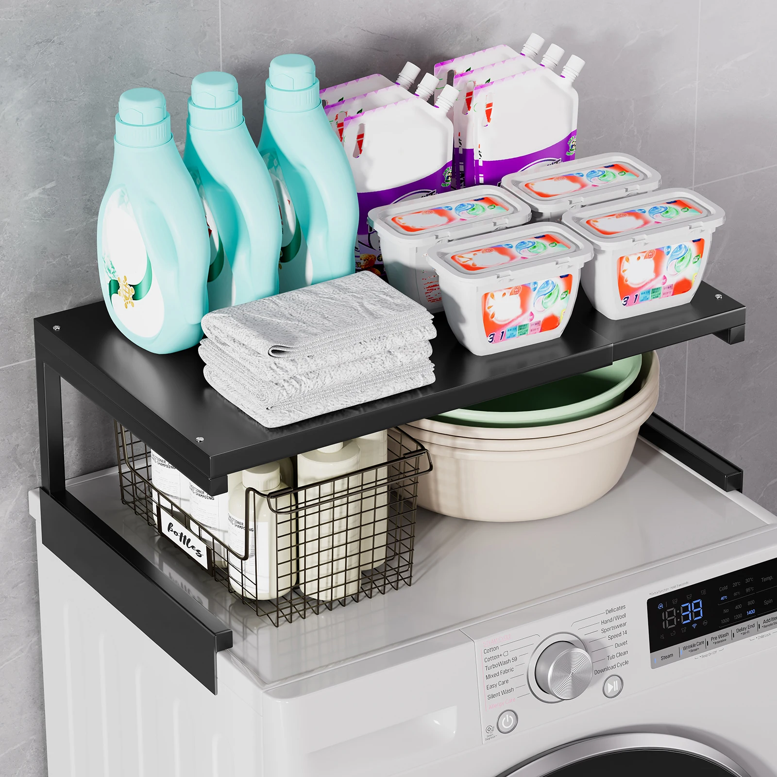 1Pc Washing Machine Top Storage Rack, Extendable Layered Storage Shelf ...