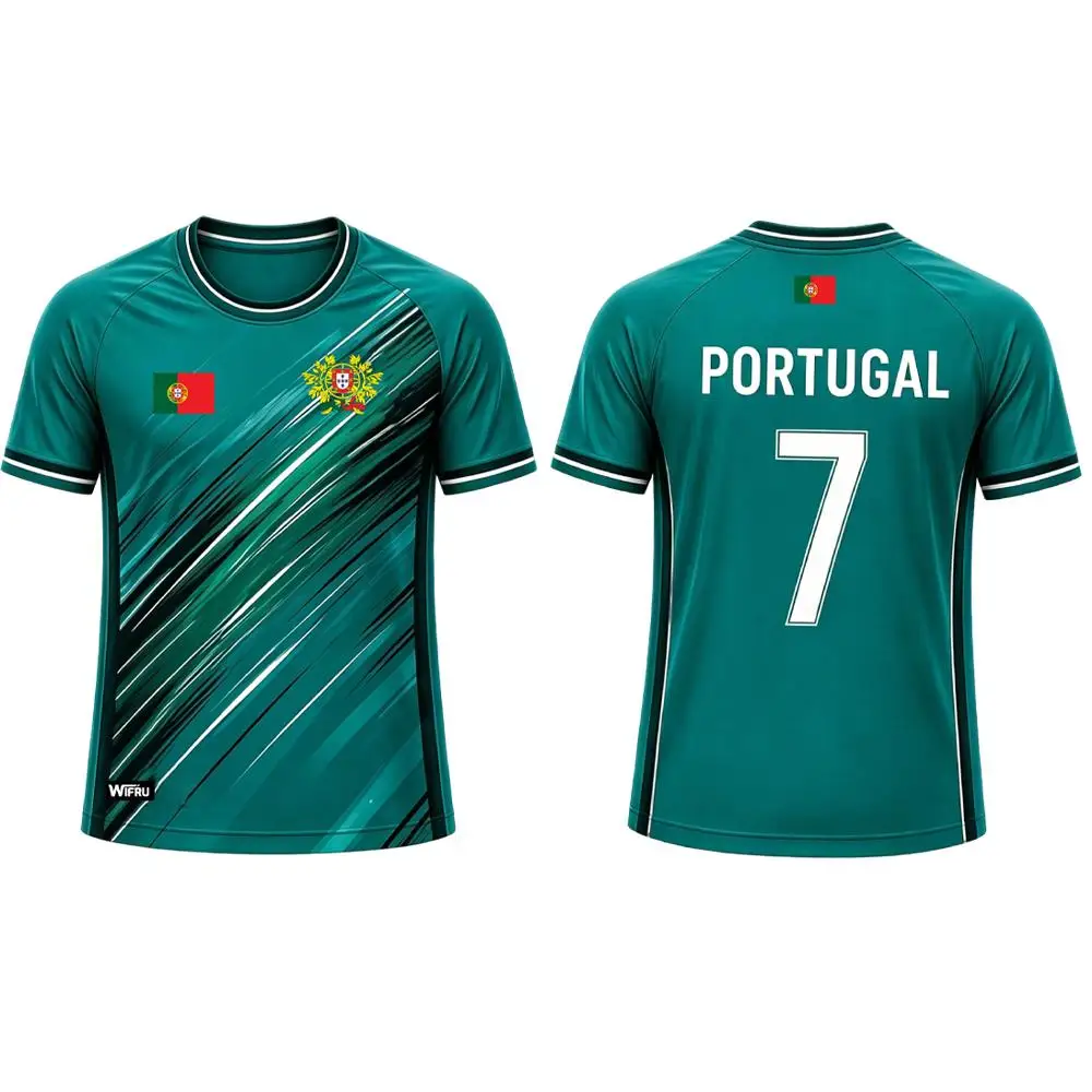 New Portugal Flag Football Jersey Outdoor Sports Training Breathable Soccer Short Sleeve T-shirt Men's And Women's Casual Top - Image 2