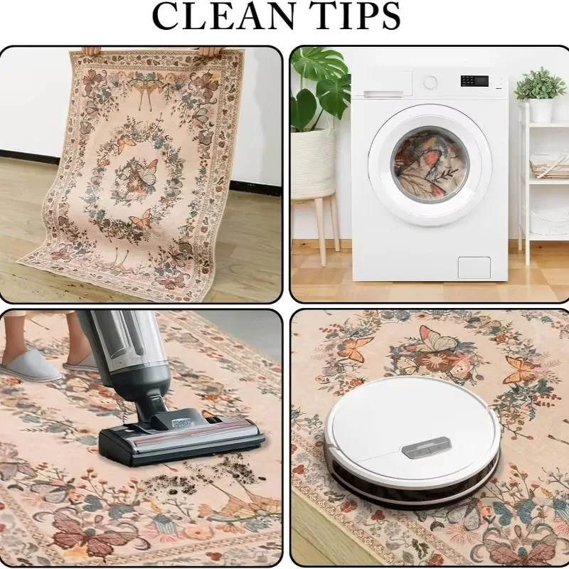 Carpet for Living Room Foldable Machine Washable Butterfly Floral Home Bedroom Soft Floor Mat Leisure Area Floor Rug Alfombra 6