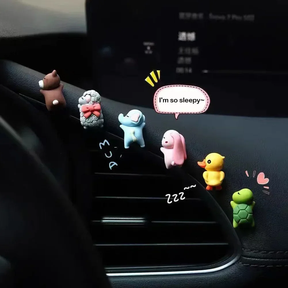 Cute Sleeping Animal Car Dashboard Ornaments Mini Cartoon Toy Car Motorcycle rearview mirror Paste Ornament Pendant Decor