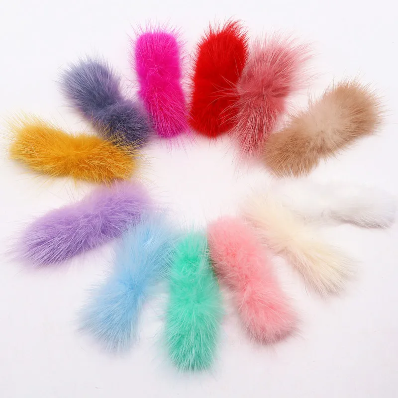 2-3cm*6-7cm Mink Pompoms Bowknot Pompon for Sewing on Knitted Key Chain Scarf Hats Fur DIY Craft Supplies Hair Accessories craft supplies pom poms craft supplies