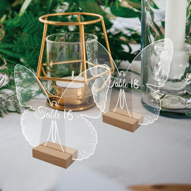 Clear Acrylic Table Place Card Wedding Blank Butterfly Square Arched Half Round Seating Cards Sign Guest Names Tag Party decorat