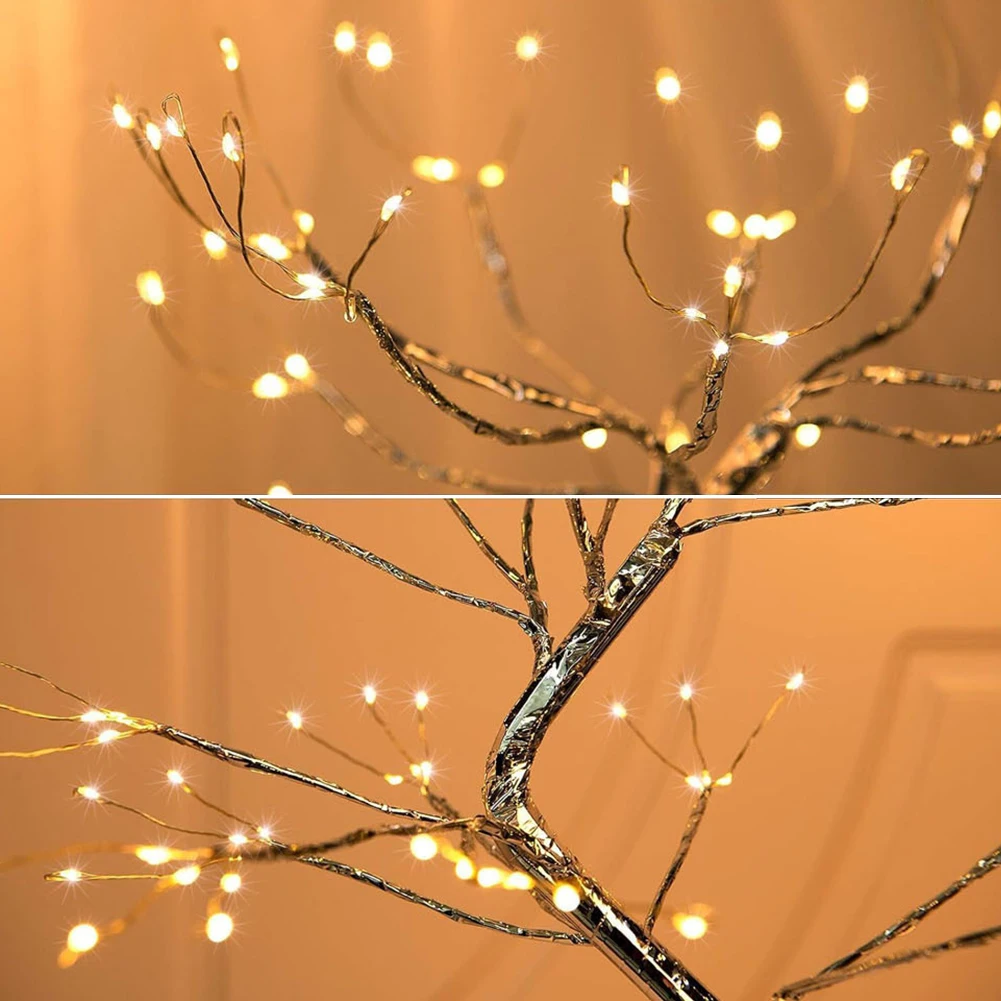 LED Night Light Mini Christmas Tree Copper Wire Garland Lamp For Kids Home Bedroom Decoration Decor Fairy Light Holiday lighting