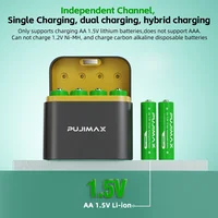 PUJIMAX Li-ion AA Rechargeable Batteries 1.5V AA 3400mWh Lithium-ion Battery+ Charger Clock Radio Video Game Digital Battery 4