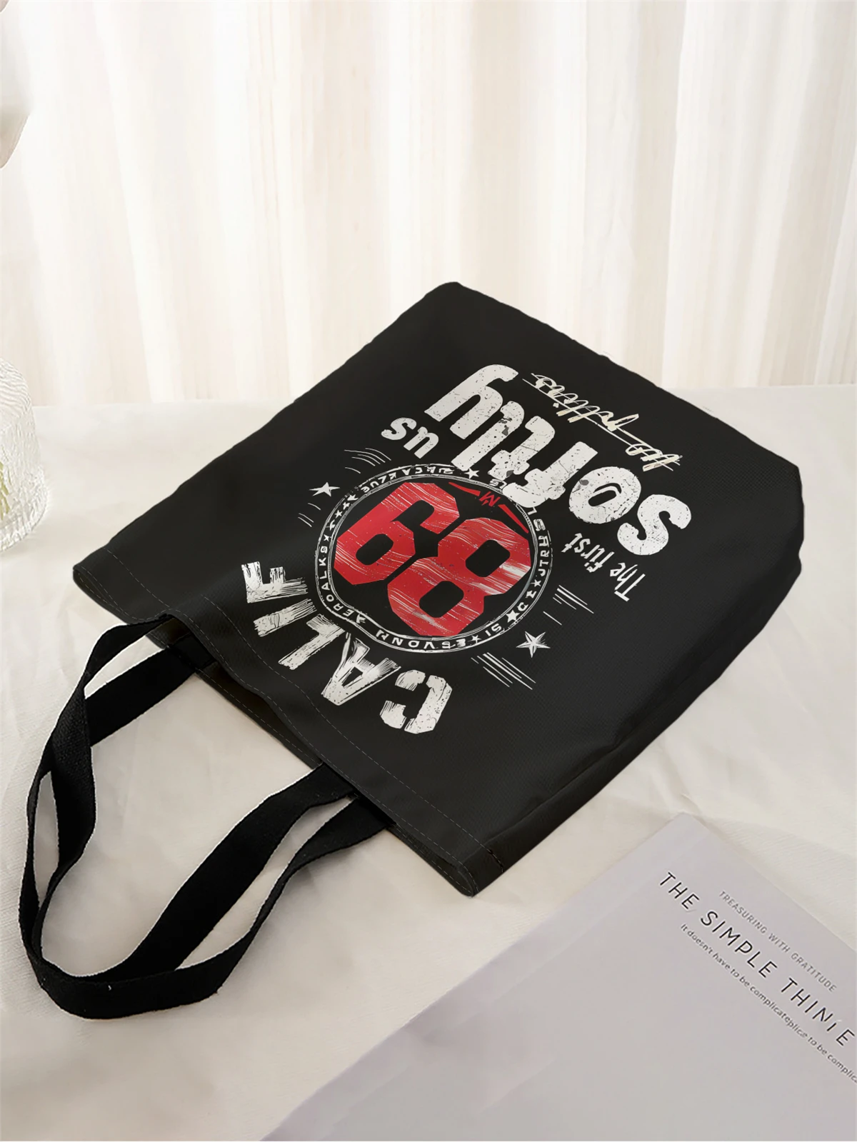 1pc,vintage trendy handbag, reusable fashionable handbag, multifunctional handbag, printed canvas shopping bag