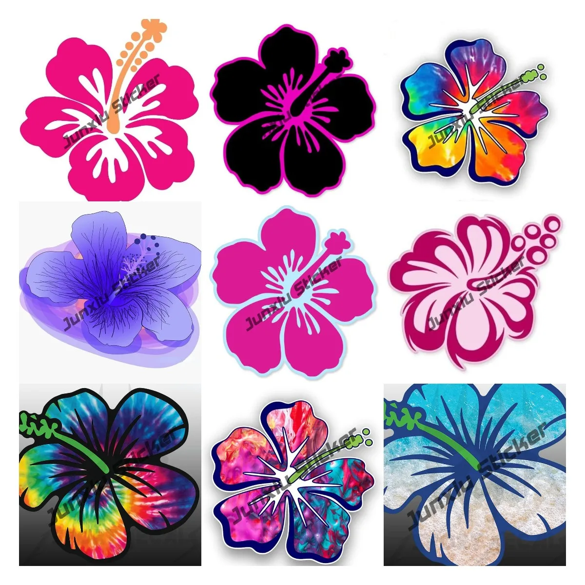 

Hibiscus Flower Decals Hibiscus Hawaii Creative Stickers for Cars Bumper Window Motorcycle Waterproof Decals Accessories Decor