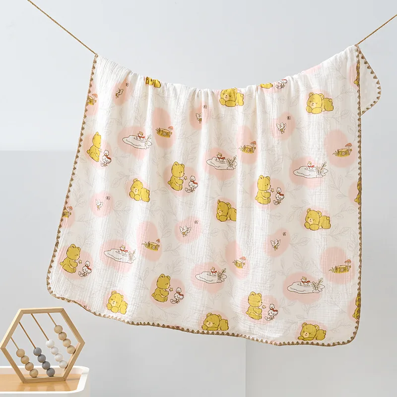 Coated A Newborn Spring and Summer Baby Wrapped Gauze Wrapping Bean Beanie Blanket Cotton Bag