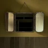 Square Modern Minimalist Metal Trifold Mirror Stainless Steel Wall Mounted Mirror Bathroom Dressing Table Decorative Mirror 2