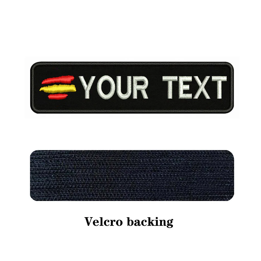 Clothing Patches Spanish Flag 10X2.5cm Embroidery Custom Name Text