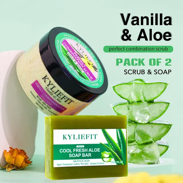 Natürliches Vanille & Aloe perfektes Kombination peeling, mit 10% Aha, Flecken behandlung, beruhigt die Haut, Fett kontrolle, für Gesicht und Körper