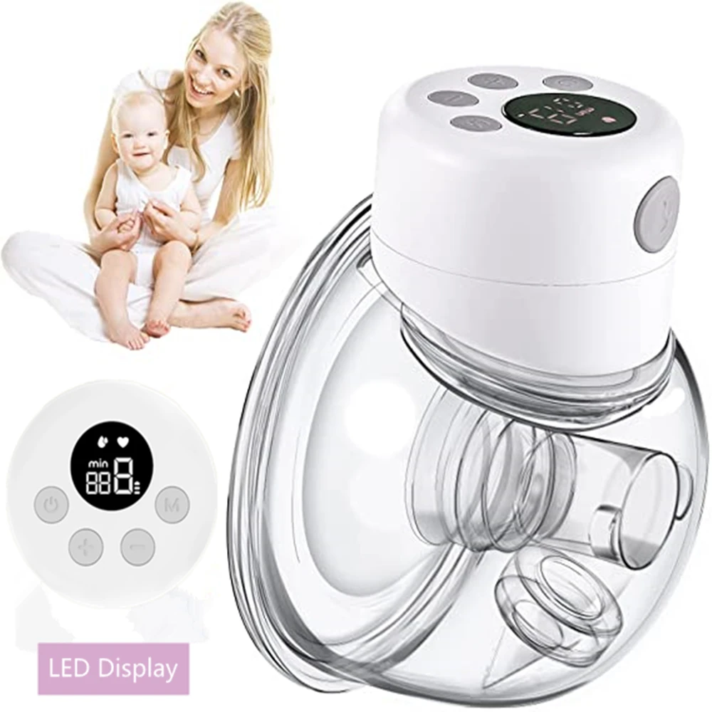 

Wearable Breast Pump Portable Wireless Hands Free Breast Pump Electric LED Display USB Rechargable Silent Automatic Milker