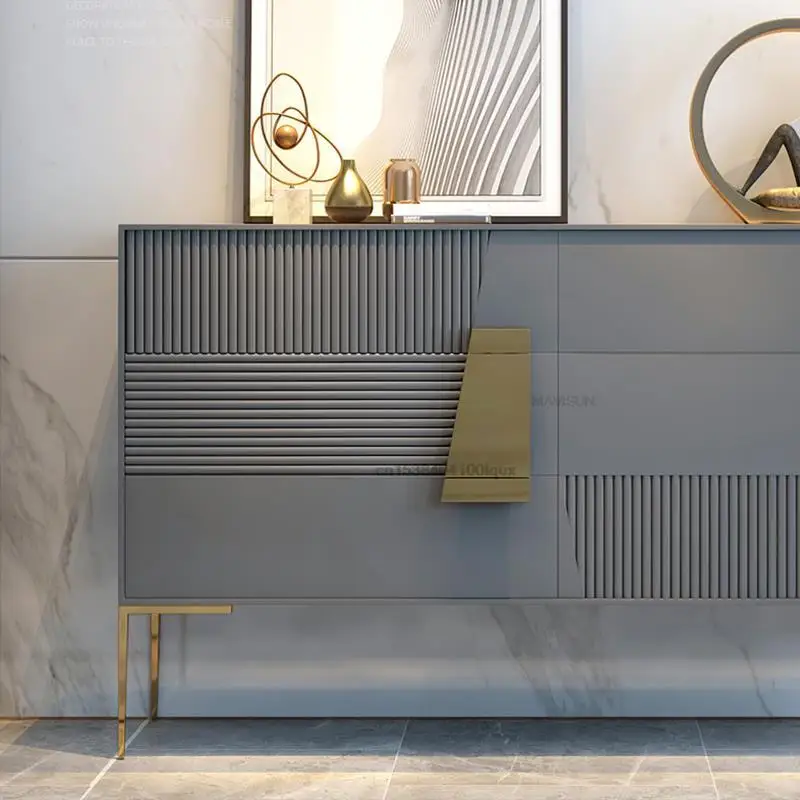 Italian Living Room Porch Cabinet Modern Minimalist Buffet Storage Side Cabinet With Six Drawers Floor Stand Kitchen Cupboard