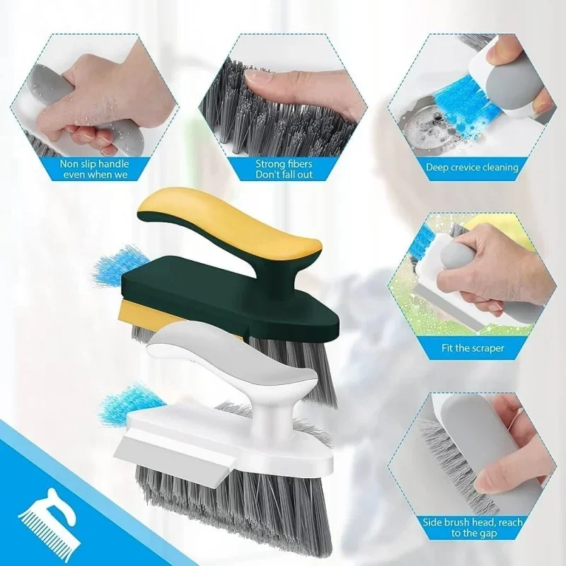1PC 4 In 1 V-Shape Scrubber Brush Kitchen Bathroom Tile Floor Gap Cleaning Brush Window Groove Wall Corner Toilet Brushes Tools
