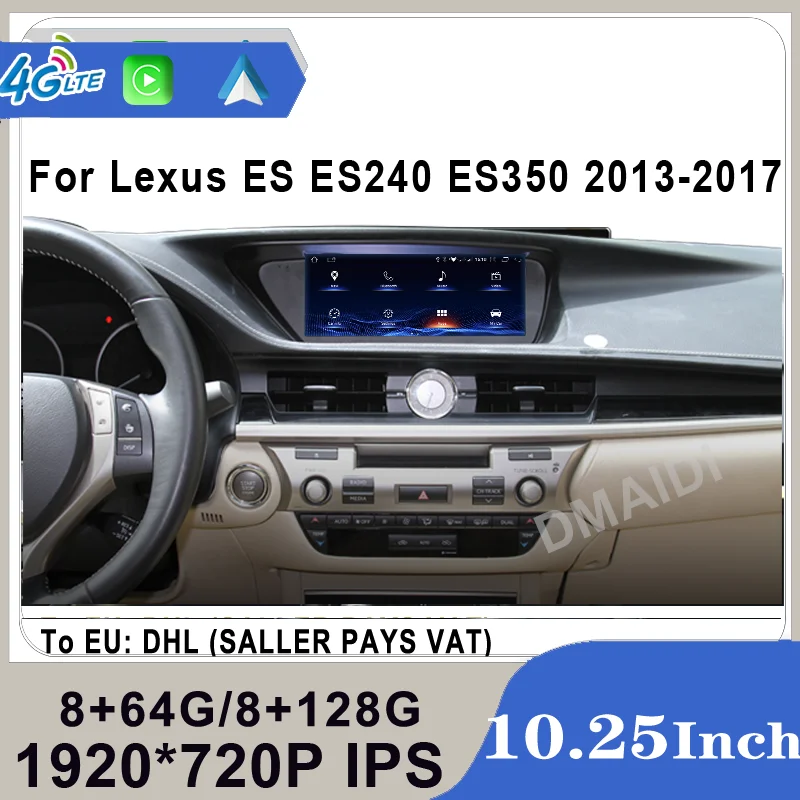 

10.25" Stereo Android12 Car Radio GPS Multimedia Video Player CarPlay Autoradio For Lexus ES ES240 ES250 ES350 ES300h 2013-2017