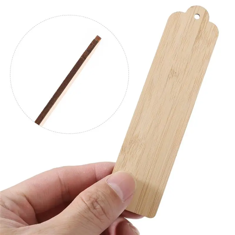 50PCs Wooden Bookmark Blanks DIY Wooden Bookmarks with Jute Twine