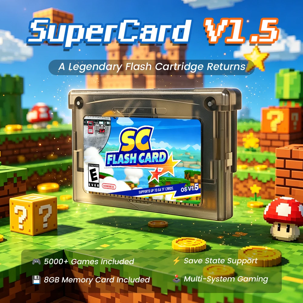 Cartuccia di Giochi Retro SuperFW 5000 in 1, Scheda Flash GBA con Scheda TF da 8G e Flash RTC per Console di Gioco Portatili GBA/GBA SP/NDS