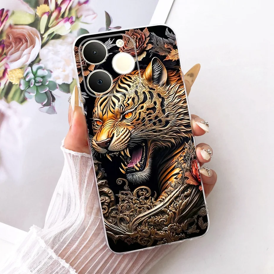 Luxury Lotus Painted Soft Silicone Case - Elegant Protective Cover