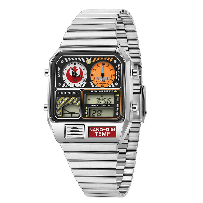 HUMPBUCK DIGITEMP Wristwatch Casual Waterproof Sport Model with LED Light and 1/1000 Second Chronograph