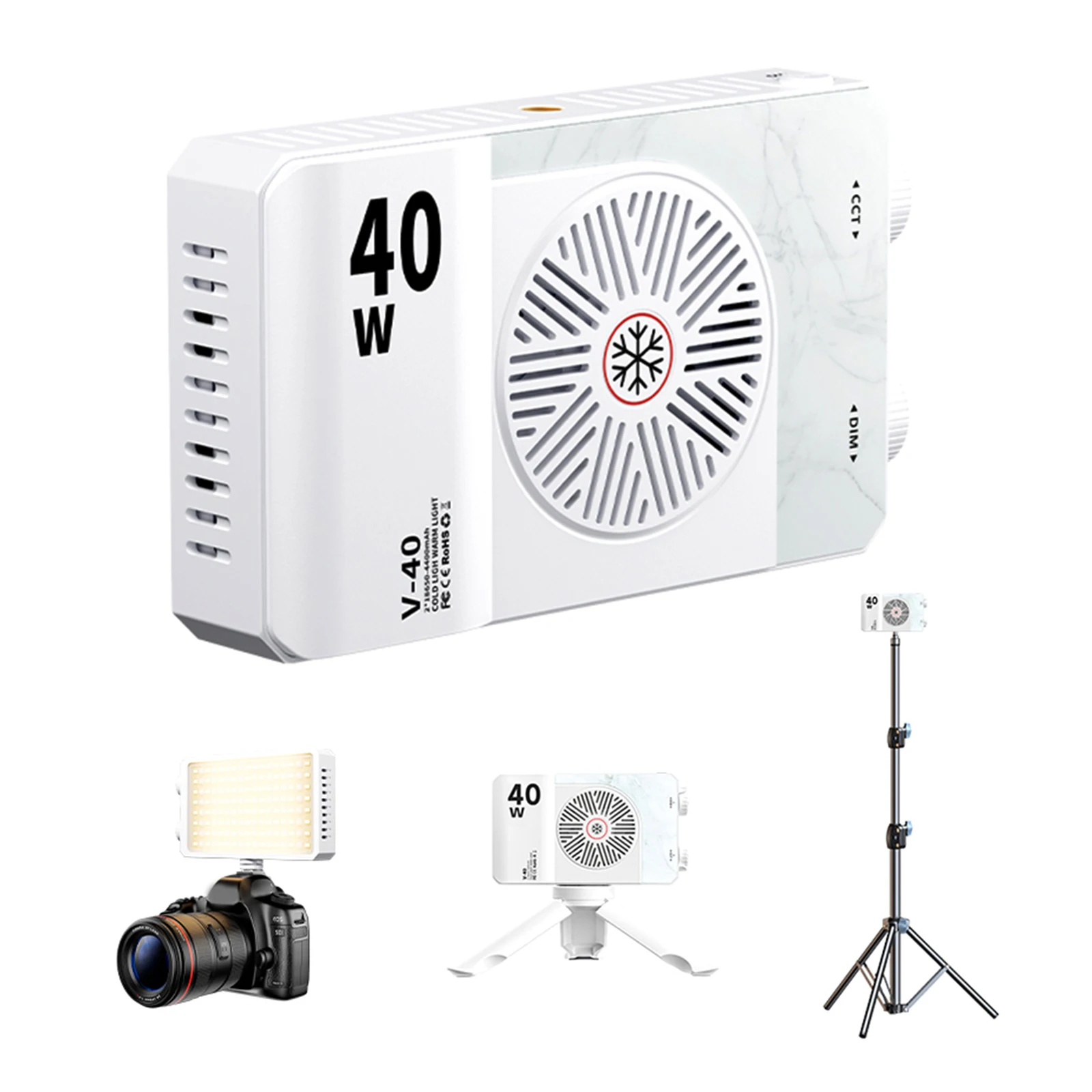 40W LED 패널 비디오 조명 휴대용 필 라이트 2800K-9000K 카메라 조명 4400mAh 충전식 브이로그 및 사진 촬영 조명