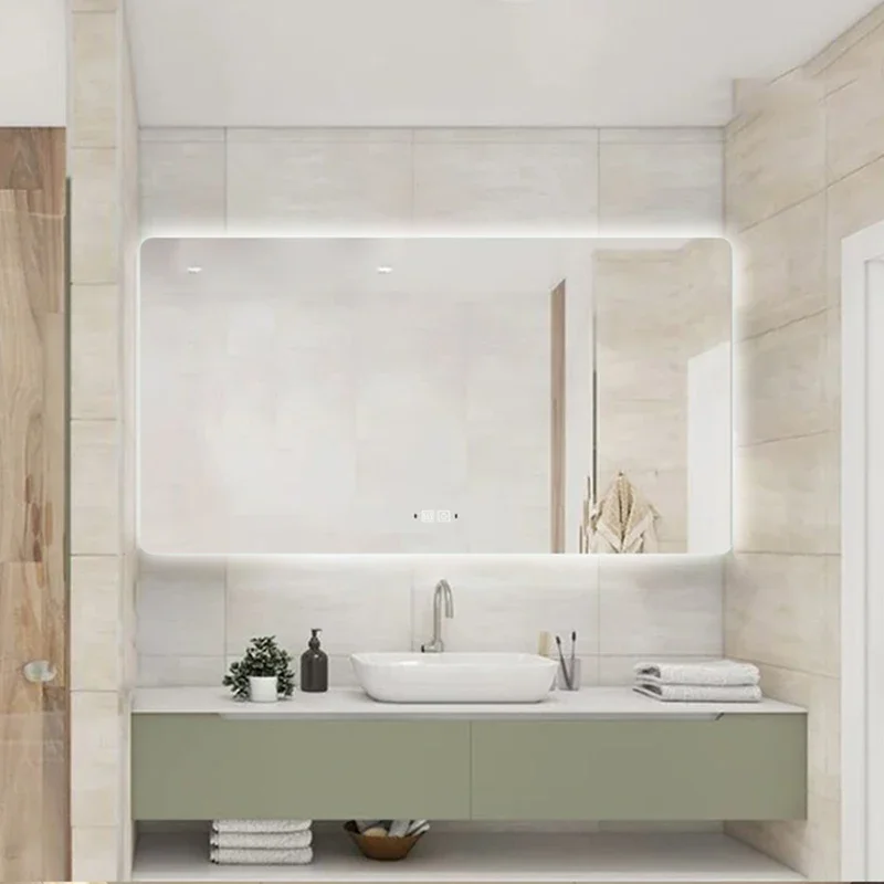 Fogless Backlight Mirror Nordic Safety Design Bathroom Mirror Modern Led Large Tocador De Maquillaje Mueble Con Espejo Furniture