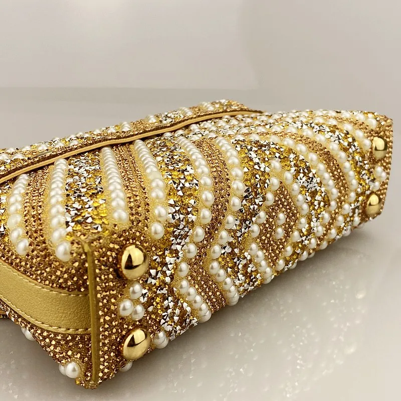 Luxury Gold Triangle Evening Handbag for Women
